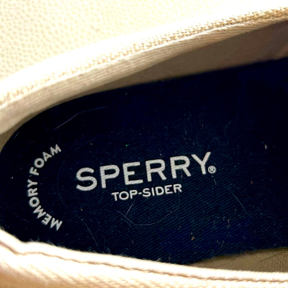 Sperry Crest Vibe Linen Oat Sneakers 9 1/2 Tennis Shoes  Preppy Casual Everyday - Picture 7 of 9